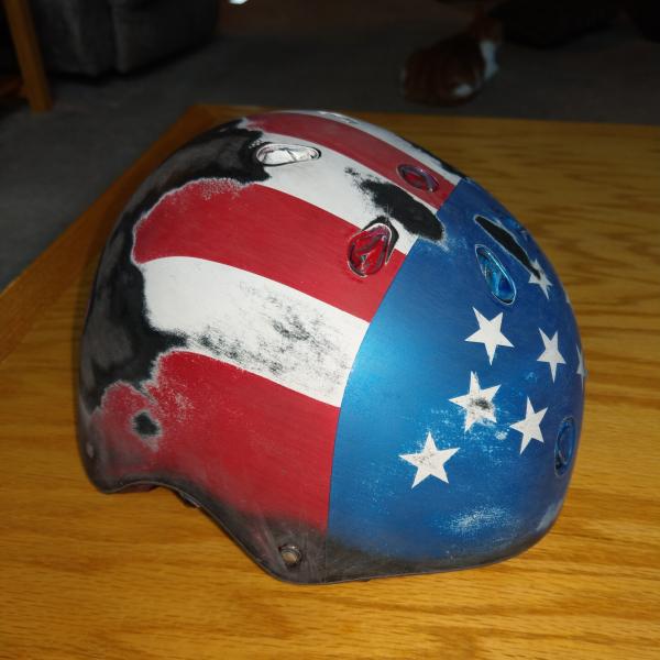 Worn US Flag Bike Helmet